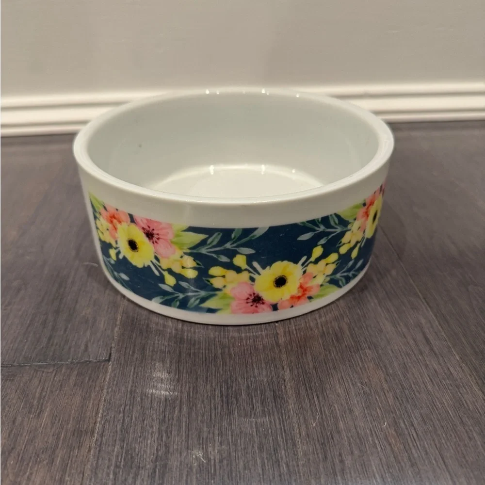 Custom Bailey Large XL Floral Dog Pet Ceramic Bowl with Custom Name